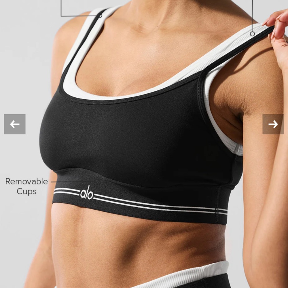 ✨ Alo Yoga Sports Bra | Black & White Logo Band | Athletic Workout Bra ✨
